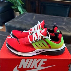 Nike Red and Lime Green Athletic Shoes